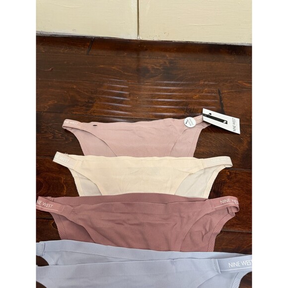 NINE WEST Bonded Logo 5-pack Assorted Bikinis In Mauve/niagara Mist/rose size L - Picture 3 of 7